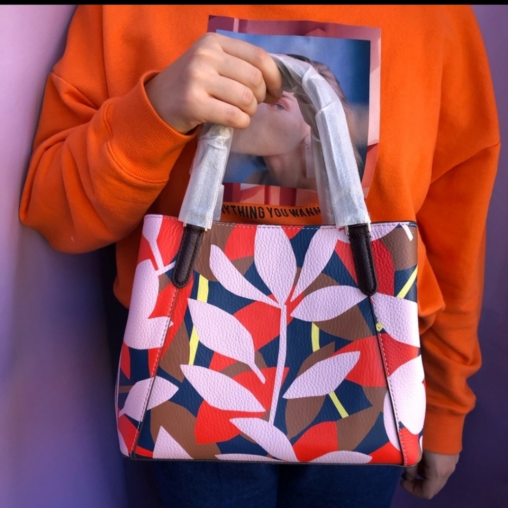 Kate Spade Red and Pink Leaf Satchel - NWOT